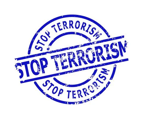 STOP TERRORISM Blue Round Rubber Stamp Stock Illustration