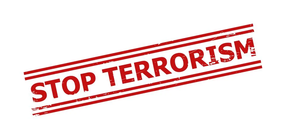STOP TERRORISM Red Corroded Seal with Double Lines Stock Illustration