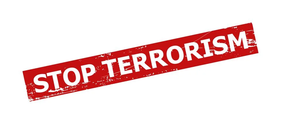 STOP TERRORISM Red Rectangle Corroded Watermark Stock Illustration