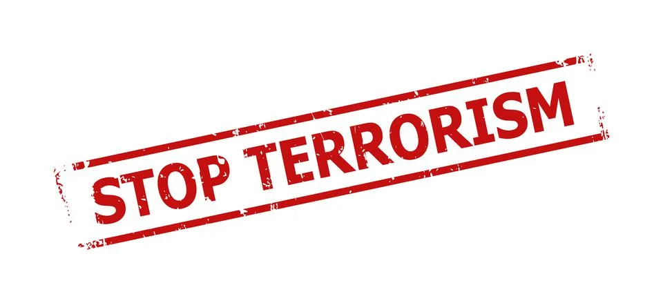 STOP TERRORISM Red Rectangle Frame Corroded Seal Stock Illustration
