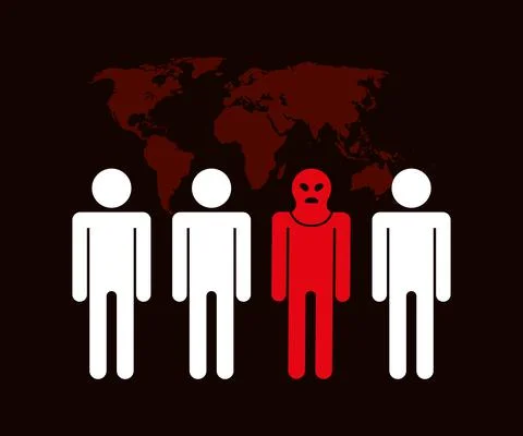 Stop terrorism scene Stock Illustration