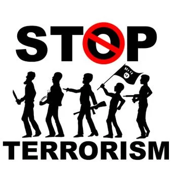 Stop terrorism silhouette Stockillustratie