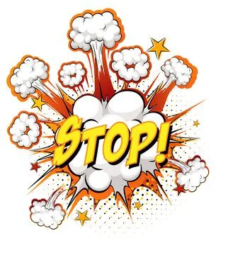 STOP text on comic cloud explosion isolated on white background Stock Illustration