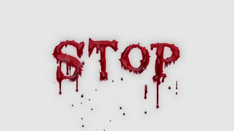 Stop text with dripping blood on alpha channel. Halloween party. Stock Footage 320112028