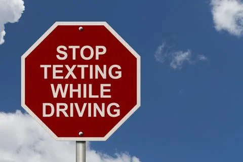 Stop texting while driving sign Stock Illustration