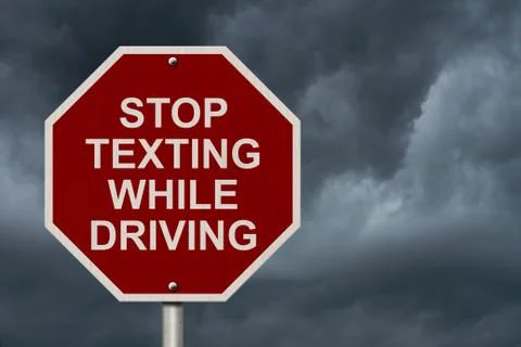 Stop texting while driving sign Stock Illustration