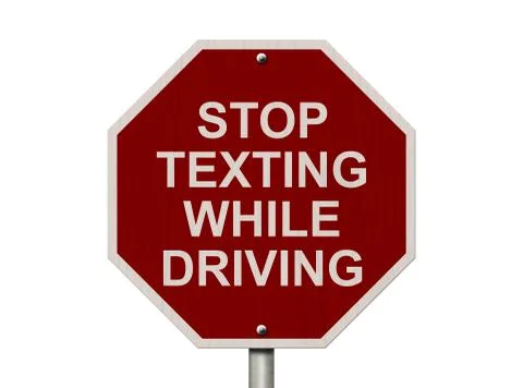 Stop texting while driving sign Stock Illustration