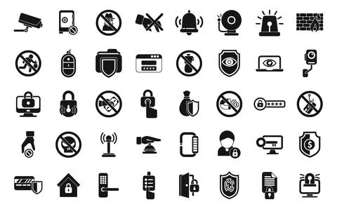 Stop theft icons set simple vector. Anti terrorist Stock Illustration