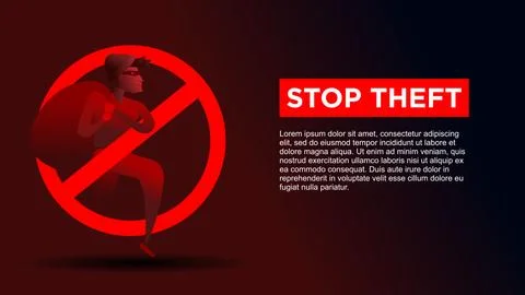 Stop theft. thief inside stop icon. stop cyber criminal movement Illustrazione stock