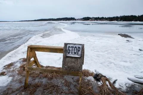 Stop, thin ice Stock Photos