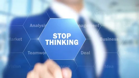 Stop Thinking, Man Working on Holographic Interface, Visual Screen Stock Footage