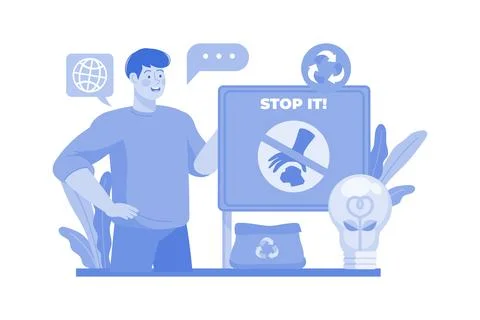 Stop Throwing Trash Campaign Stock Illustration