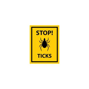 Stop ticks insects warning sign design in rectangular frame vector illustration. 스톡 일러스트