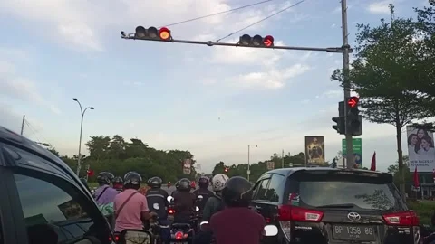 Stop in the traffic light Stock Footage 220343171