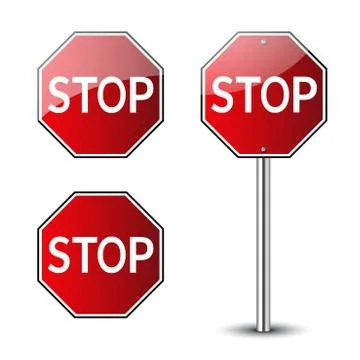 Stop traffic road signs Stock Illustration