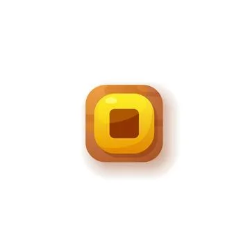 Stop ui button icon, push button yellow square symbol, media or audio stop Stock Illustration