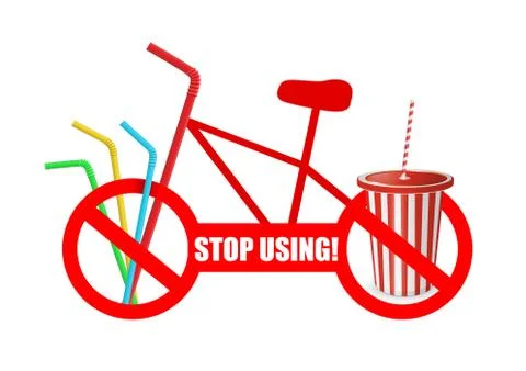 Stop using prohibition of the use of disposable plastic. Stock Illustration