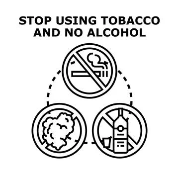 Stop using tobacco and no alcohol vector concept 스톡 일러스트
