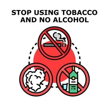 Stop using tobacco and no alcohol vector concept 스톡 일러스트