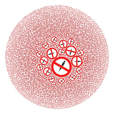 Stop Vaccine Icon Round Bubble Collage Stock Illustration