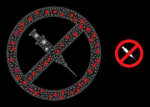 Stop Vaccine Icon - Wireframe Mesh with Constellation Nodes Illustrazione stock