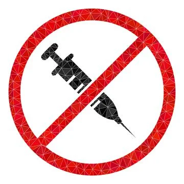 Stop Vaccine Low-Poly Mocaic Icon Stock Illustration