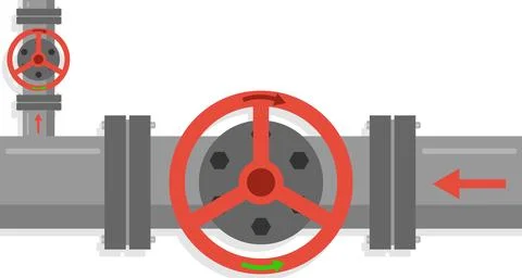 Stop valves. Large valve shut-off valves. Flat design, vector illustration Stock Illustration