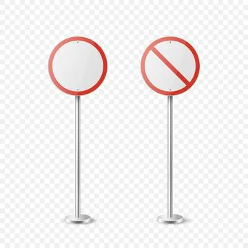 Stop. Vector White and Red Round Glossy Prohibition Stop Sign Icon Set - Warning Illustration