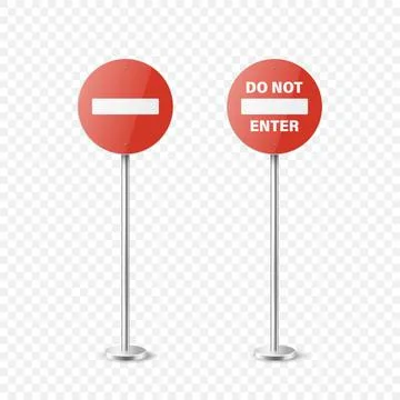 Stop. Vector White and Red Round Glossy Prohibition Stop Sign Icon Set - Warning Illustration