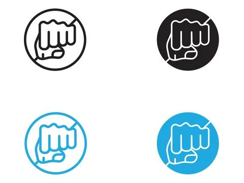 Stop violence icon black and white vector outline sign Stock Illustration