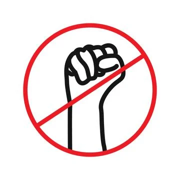 Stop violence icon Black line art vector logo Stock Illustration