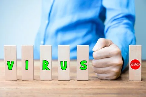 Stop virus concept.  Hand stop sign for disease Stock Photos
