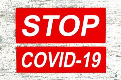 Stop virus Covid-19 concept, on wooden background Stock Illustration