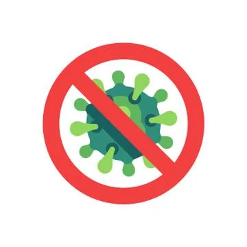 Stop virus flat icon. SARS-CoV-2 novel coronavirus prevention vector illustra Illustrazione stock