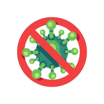 Stop virus flat icon. SARS-CoV-2 novel coronavirus prevention vector illustra Stock Illustration
