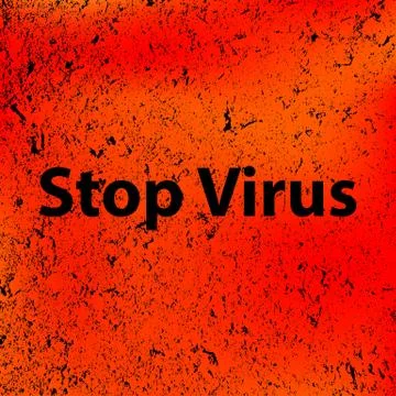 Stop virus text. Marble colored wall.Vector Illustration. Abstract stone oran Stock Illustration