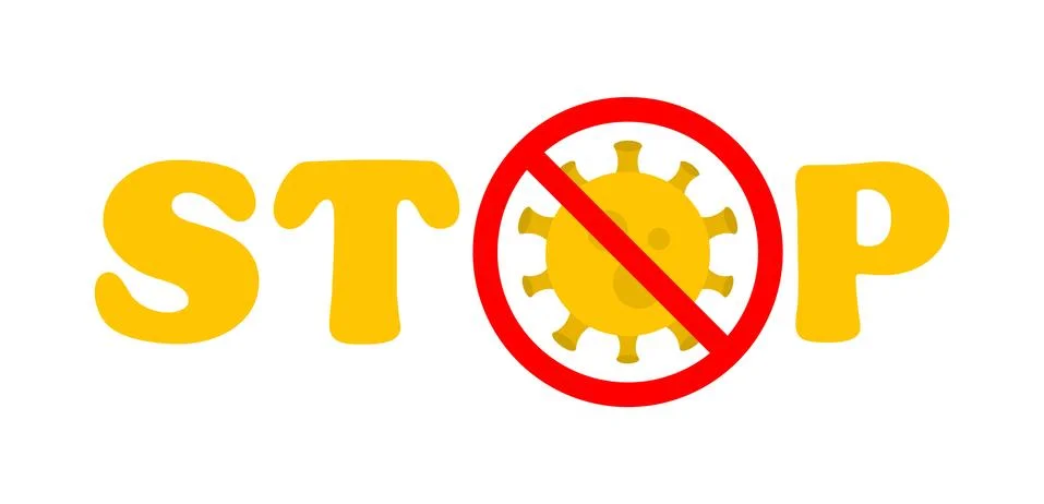 Stop Virus Text. Virus Outbreak. Protection Against Viruses and Diseases. Stock Illustration