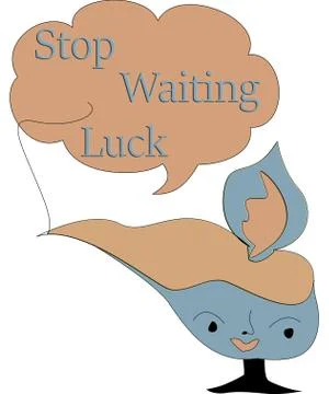 Stop waiting luck text and alladin lamp Stock Illustration