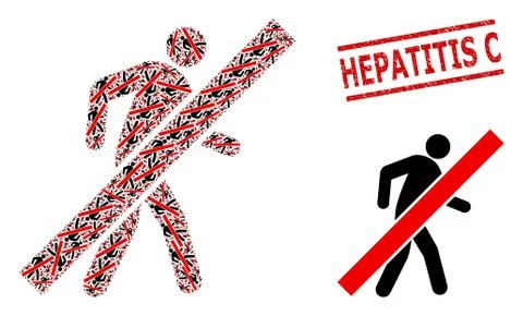 Stop Walking Man Composition of Stop Walking Man Items and Grunge Hepatitis C Stock Illustration