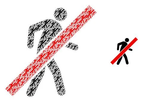 Stop Walking Man Recursion Icon Mosaic Stock Illustration