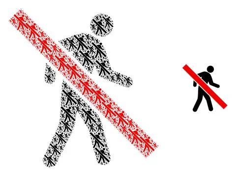 Stop Walking Pedestrian Recursive Icon Composition Stock Illustration