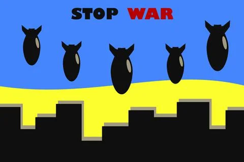 Stop war and No war concept in honor of Ukraine Stock Illustration