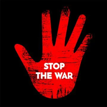 Stop the war background with palm hand and abstract grunge texture. Stock Illustration