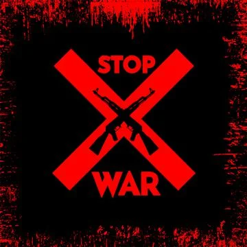 Stop war background with rifle weapon and with abstract grunge texture. Stock Illustration