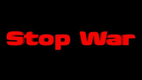 Stop War Bring Peace Fly in and Fly out text animation on Black Background Stock Footage 273173282