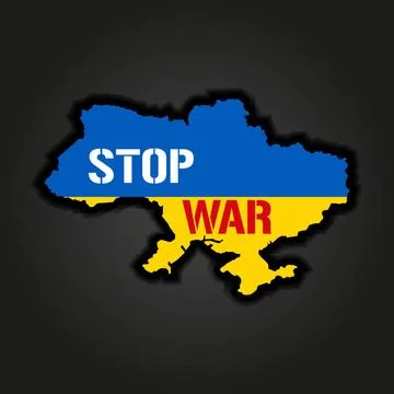 Stop war concept with prohibition sign on Ukraine map background of the ma... Stock Photos