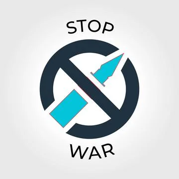 Stop war designs with bullets isolated on white background. No more war sign Stock Illustration