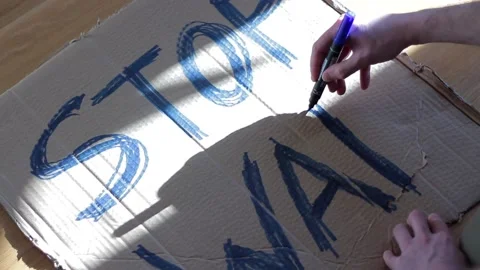 Stop War drawing. High speed Vídeo Stock 171527734