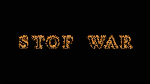 Stop War fire text effect black background 스톡 동영상 136151871