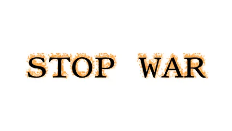 Stop War fire text effect white isolated background Stock Footage 138071951